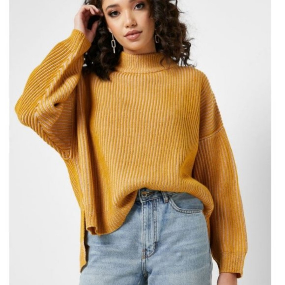 TOPSHOP NEW Mustard Funnel Neck Jumper Sweater - Picture 3 of 11